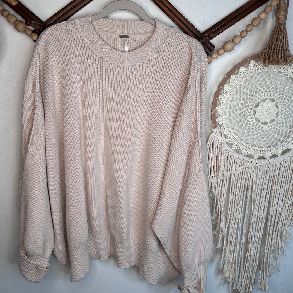 Free People Easy Street Cream Oversized Sweater
